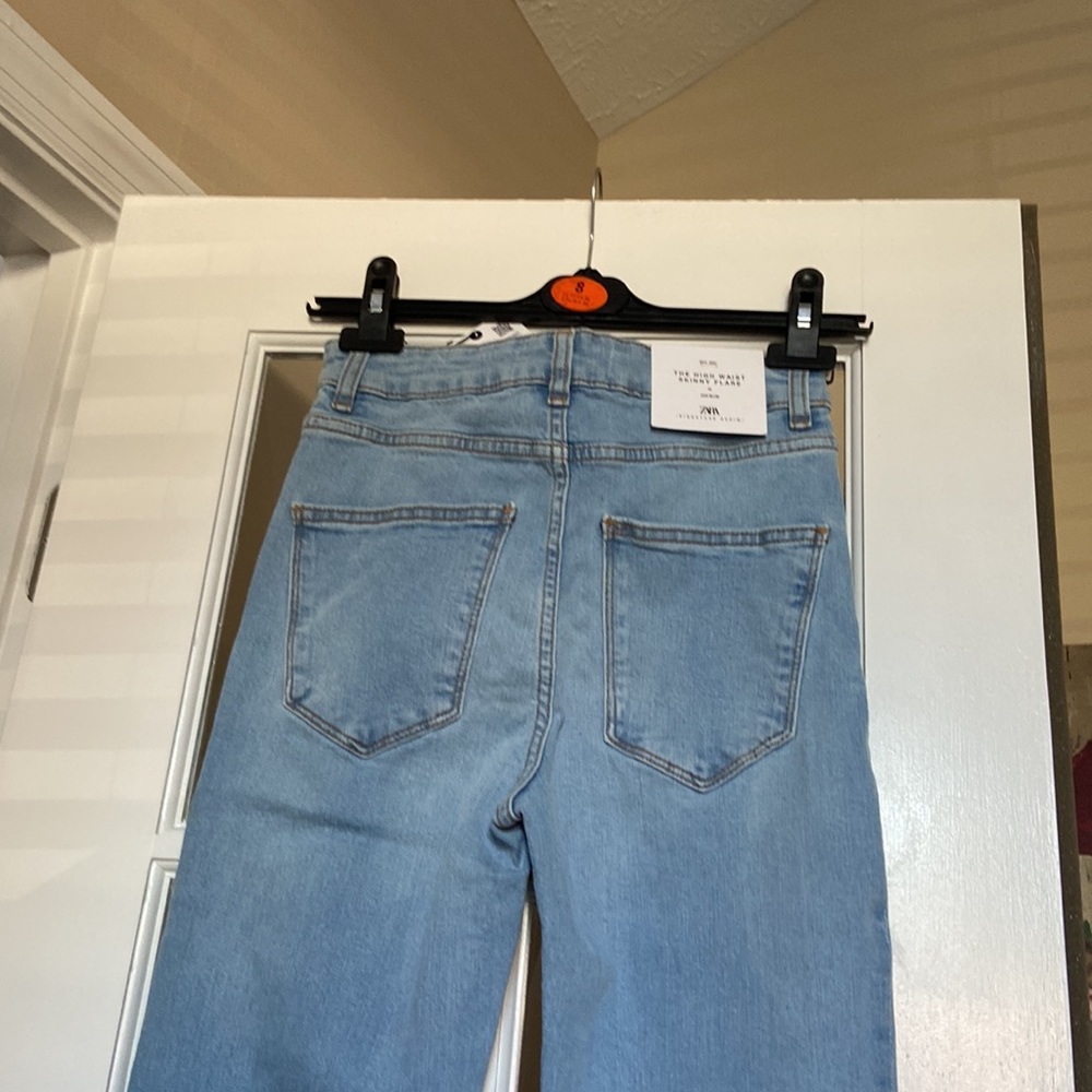 ZARA high rise skinny fit flare leg full length jeans blogger favorite - Picture 7 of 9